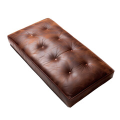 Obraz premium Comfortable brown leather bench with buttons, isolated on white background