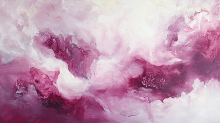 Abstract surreal painting in shades of pink and white