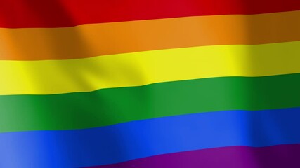 Rainbow flag animated background. Pride flag as symbol of the LGBT community. Colors of diversity and a culture of respect. Waving flag in the wind footage.