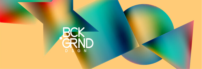 Neon color geometric shapes square triangle circle abstract background. Vector Illustration For Wallpaper, Banner, Background, Card, Book Illustration, landing page