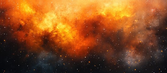 Naklejka premium Watercolor 2d illustration of a night sky featuring stars and orange hues A captivating abstract design reminiscent of the galaxy with removable stars