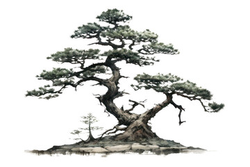 Fototapeta premium PNG Pine tree sketch plant ink.