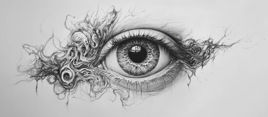 Fototapeta premium Surreal tattoo design of an eye created with pencil on paper