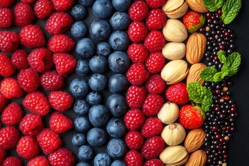 vibrant berries and nuts creatively displayed, promoting keto-friendly snack ideas