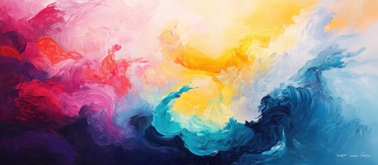Oil painting illustration featuring an abstract colorful backdrop Impressionist style abstraction with modern surrealism Ideal for poster wall decor Unique hand drawn texture design