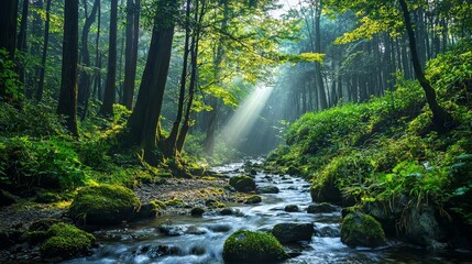 Obraz premium A forest where holistic goal setting is the ecosystem, with each goal representing a different tree, animal, or stream, all interconnected