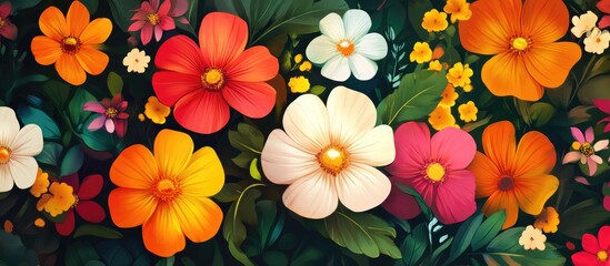 2d illustration of colorful flowers