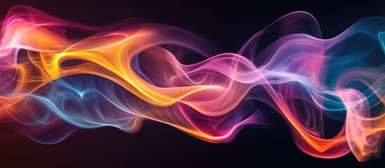 Obraz premium Colorful abstract wave smoke on a dark backdrop