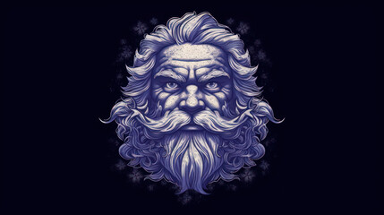 Fototapeta premium Illustration of Santa Claus face on a indigo background