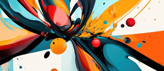 Dynamic abstract composition with vibrant colors and shapes creating an energetic and visually engaging experience