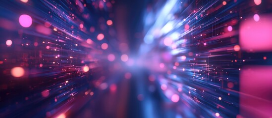 Fototapeta premium Abstract 3D rendering of a futuristic backdrop featuring bokeh and depth of field effects Blurred intersecting lines create a contemporary design suitable for posters banners and prints