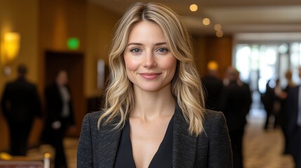 Confident Businesswoman in a Meeting Hall