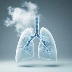 Transparent lungs with a smoky effect, representing respiratory health and anatomy.