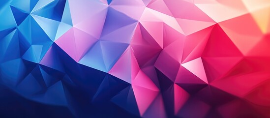 Obraz premium 3D low poly abstract geometric background featuring modern gradient colors in shades of red blue and violet