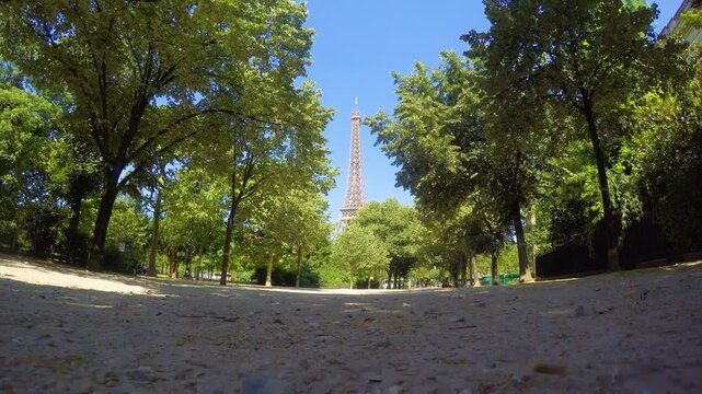 World famous Eiffel tower seen from the ground. Paris, France