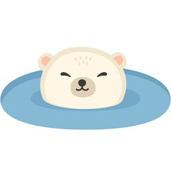 A polar bear is in the water.