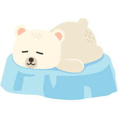 A cute polar bear lying on an ice floe.