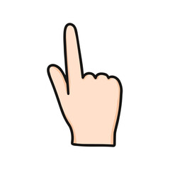 vector illustration of index finger, hand gesture show pointing something, isolated on white background