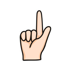 vector illustration of index finger, hand gesture show pointing something, hand showing number seven