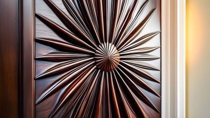 Detail of Sunburst Pattern on Wood Doors