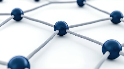 Close-up of a molecular structure with blue spheres and white bonds, designed for educational and scientific presentations.