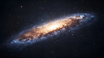 Fototapeta premium Milky Way galaxy on a black background, featuring cosmic dust, stars, and nebulae in a high-resolution astrophotography scene with an ethereal glow and cosmic energy.