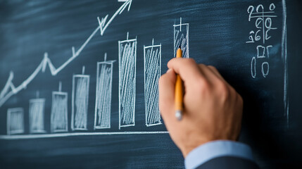 hand drawing graph on blackboard