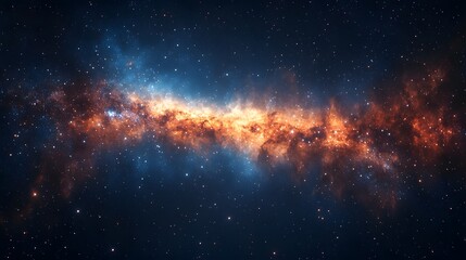 Fototapeta premium Milky Way galaxy on a black background, featuring cosmic dust, stars, and nebulae in a high-resolution astrophotography scene with an ethereal glow and cosmic energy.