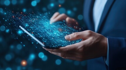 Business Executives Analyze Digital Trends on Tablet, Setting Strategy for Future Development, Growth, Innovation, and Success