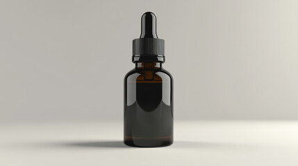 Fototapeta premium dark glass essential oil bottle with dropper, showcasing sleek and modern design. This elegant container is perfect for storing various oils, enhancing any wellness routine