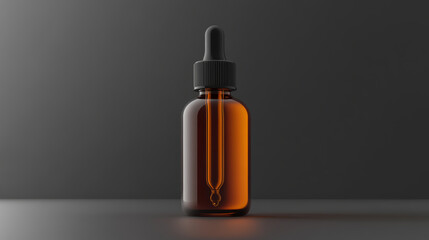 sleek amber glass bottle with dropper, perfect for hair oil or serum. Its modern design and rich color make it attractive addition to any beauty routine