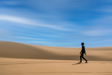 person in Viana desert in Boa Vista Island in Cape Verde