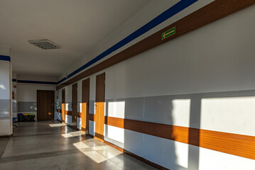 Empty waiting room corridor in a medical clinic