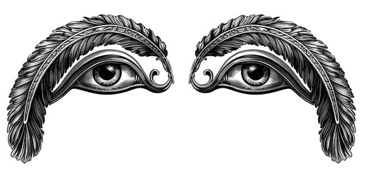 Obraz premium Vintage eyes illustration with ornament isolated on transparent background