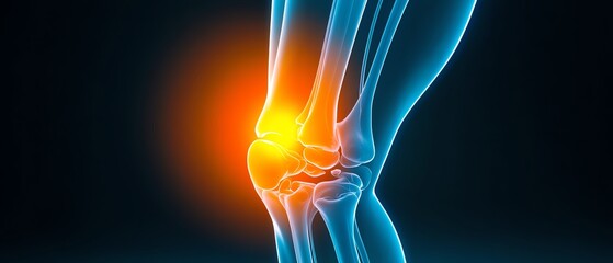 Knee joint with highlighting pain area