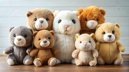 A cute and cuddly collection of bear, capybara, gopher, and hamster plush toys, plush, toys, cute, cuddly, bear