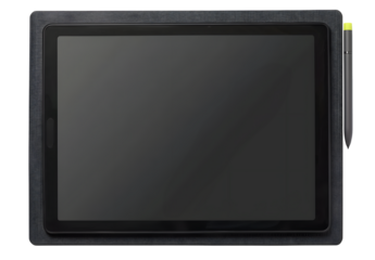 Top view of modern graphic tablet isolated on transparent background