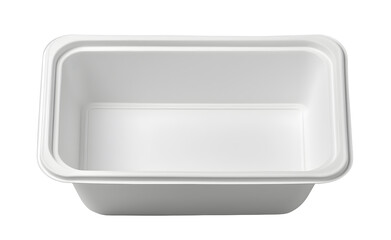 Empty white styrofoam food container or plastic plate isolated on transparent background
