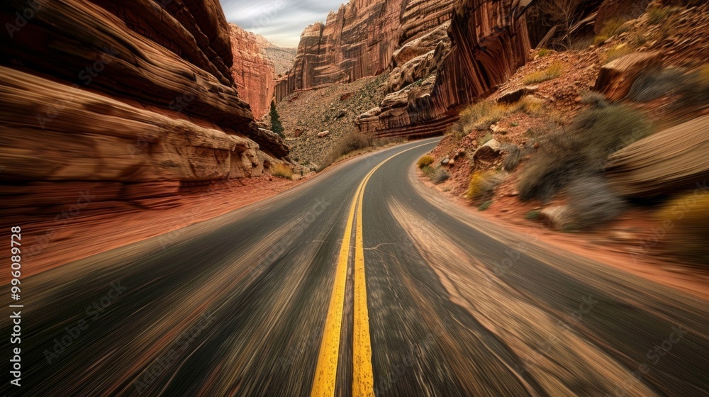 Wall mural A road with a yellow line down the middle