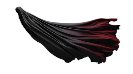 A vampire cloak flowing as if in mid-turn isolated on a plain white background