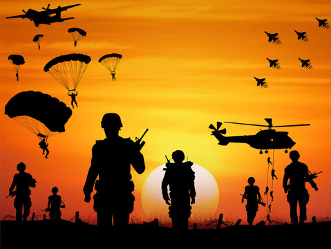 silhouettes of an army