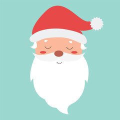 Cute face of Santa Claus. Holiday cartoon character in the winter season. Merry Christmas and Happy New Year. Santa's head, Smile,