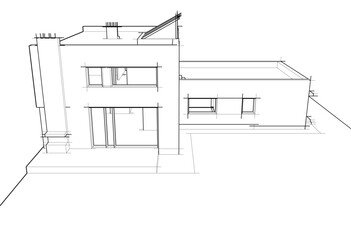 Architectural drawing vector 3d illustration