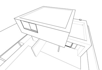 Architectural drawing vector 3d illustration
