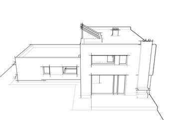 Architectural drawing vector 3d illustration