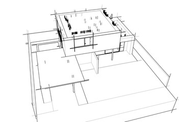 Architectural drawing vector 3d illustration