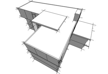 Architectural drawing vector 3d illustration