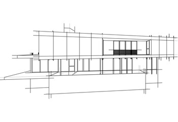 Architectural drawing vector 3d illustration