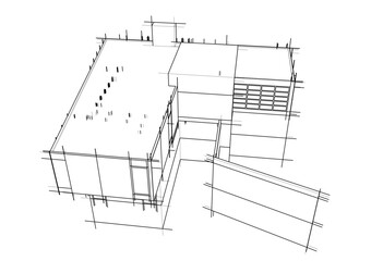 Architectural drawing vector 3d illustration