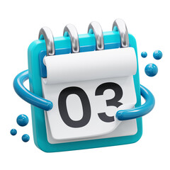 calendar day 3 3d icon illustration